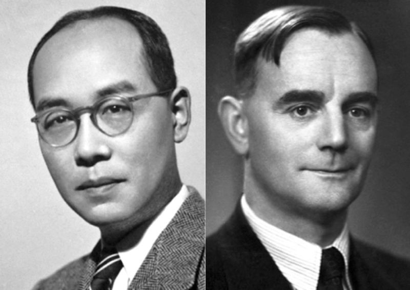 Retratos de Hideki Yukawa y Cecil Powell.